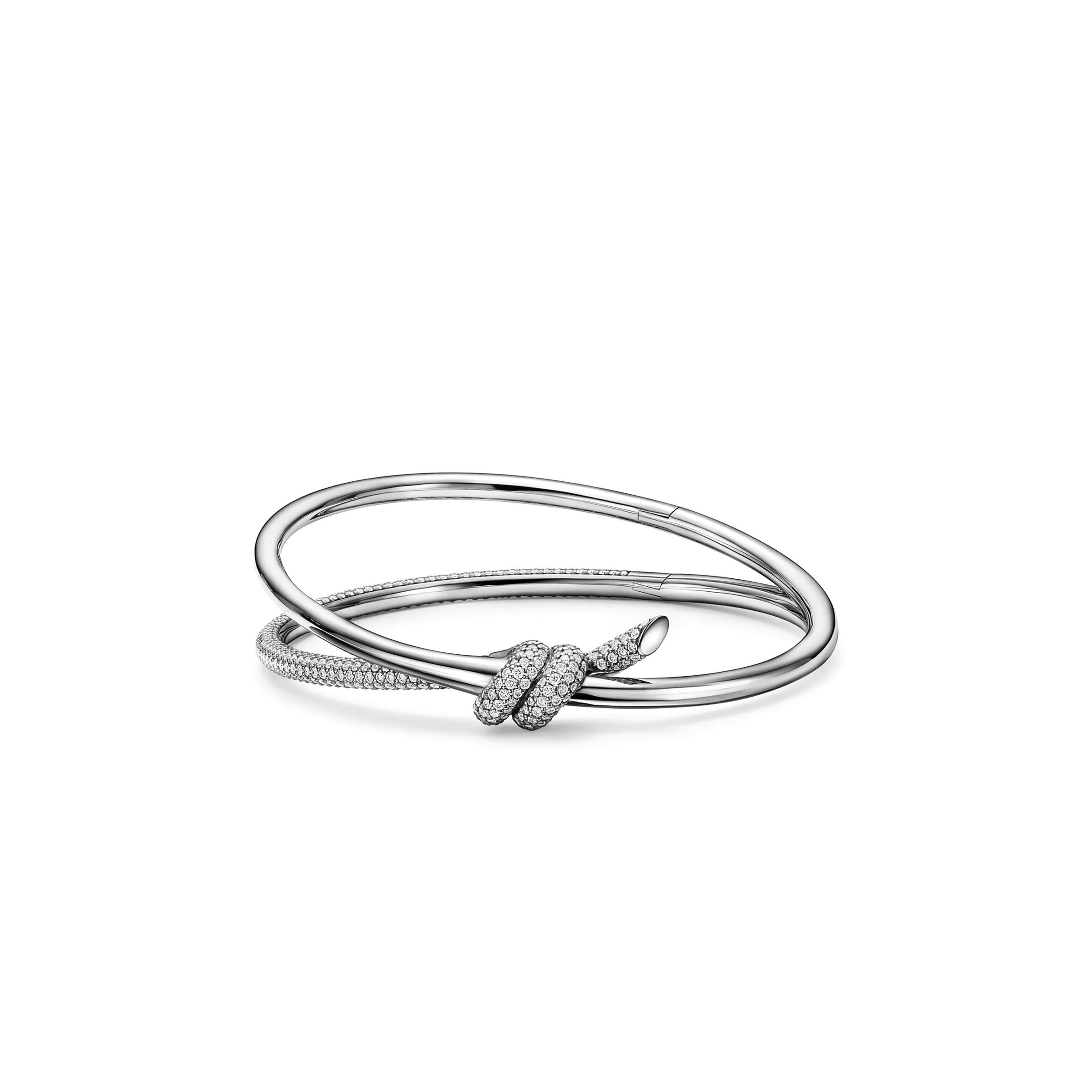 TIFFANY KNOT DOUBLE ROW HINGED BANGLE 70607352